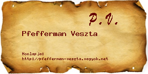 Pfefferman Veszta névjegykártya